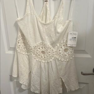 Free People Cream Lace Detail Tank